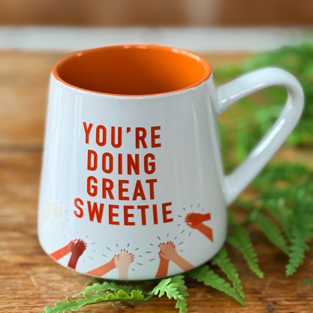 Inspirational White and Orange Mug